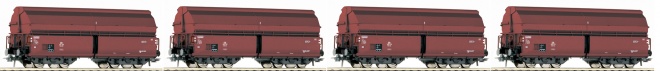 Set of 4 high capacity hopper cars with swing roof<br /><a href='images/pictures/Roco/67063.jpg' target='_blank'>Full size image</a>
